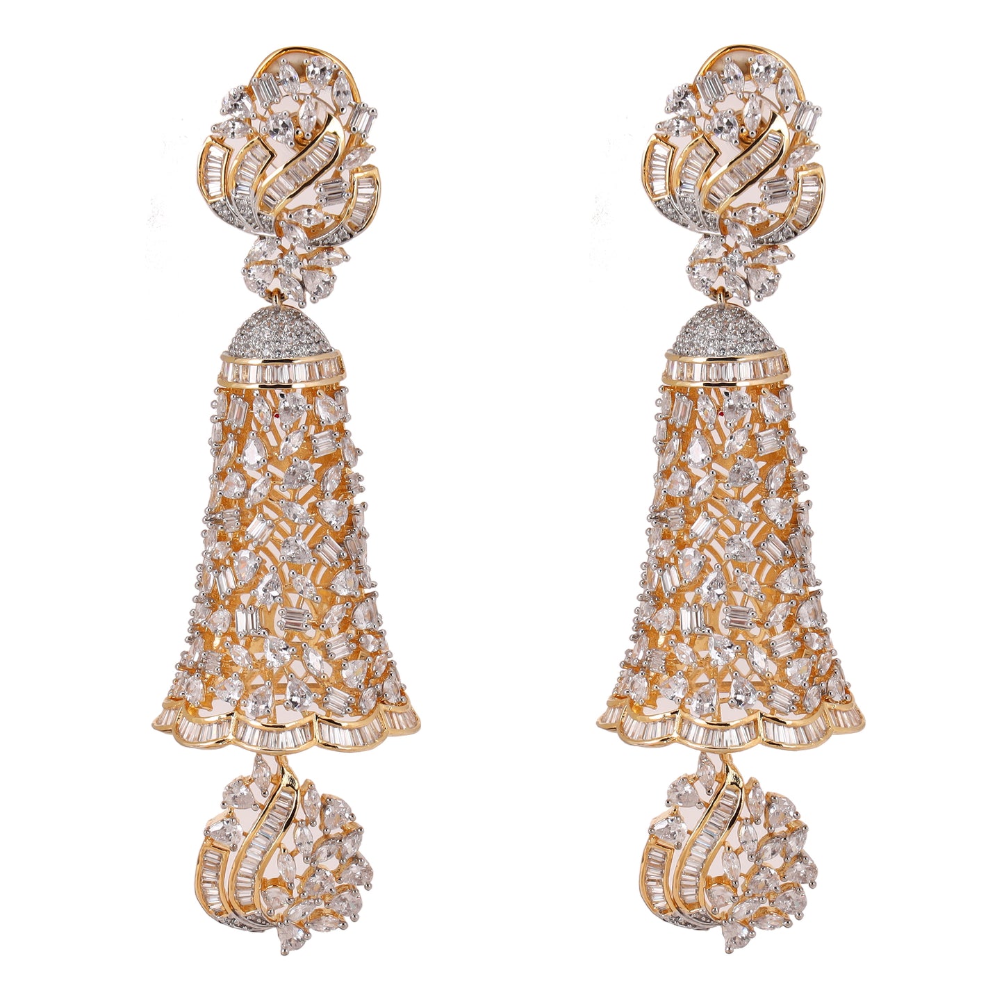 CZ elegant Uncut Shaped Long Jhumka - E16