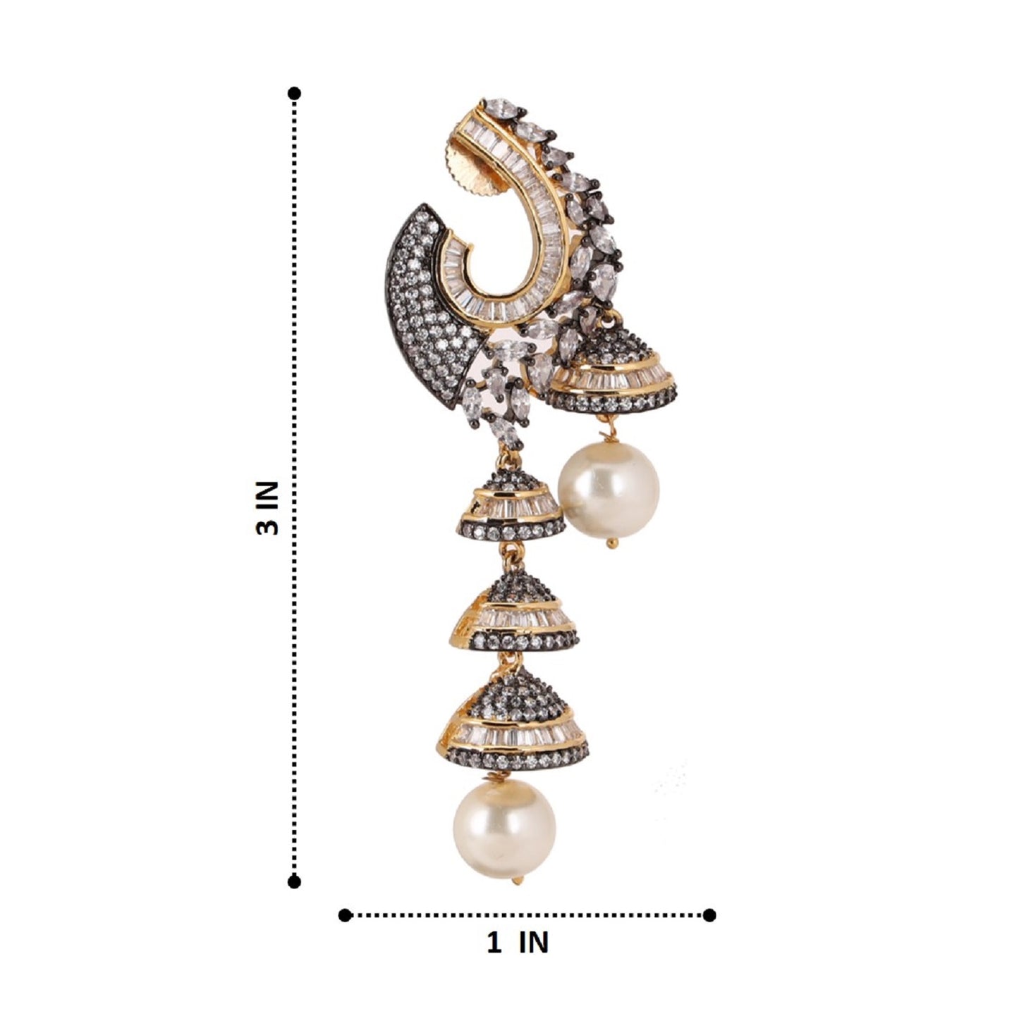 Pearl & CZ fancy Chandbali with Zhumki Earring - E23