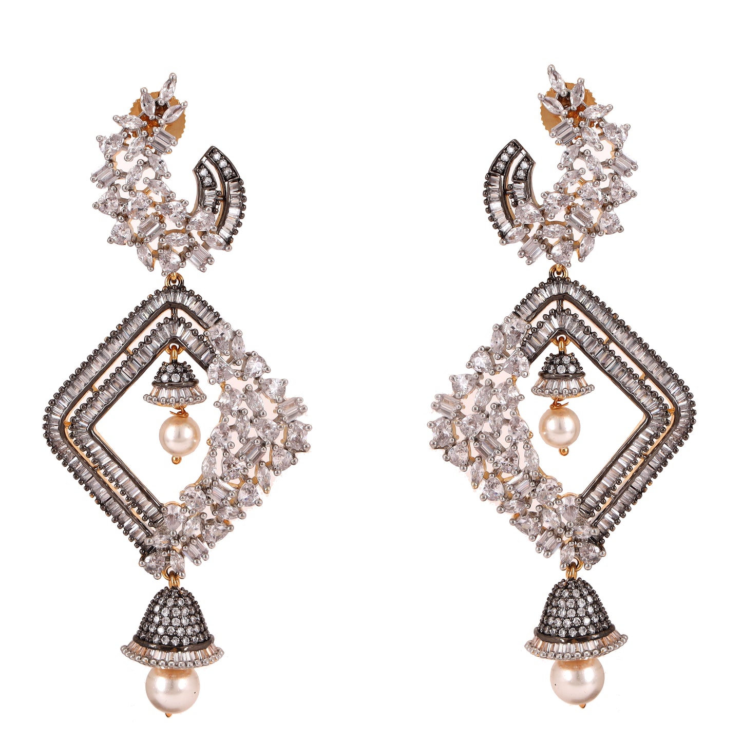 Party wear elegant Pear & CZ long Dangler - E12