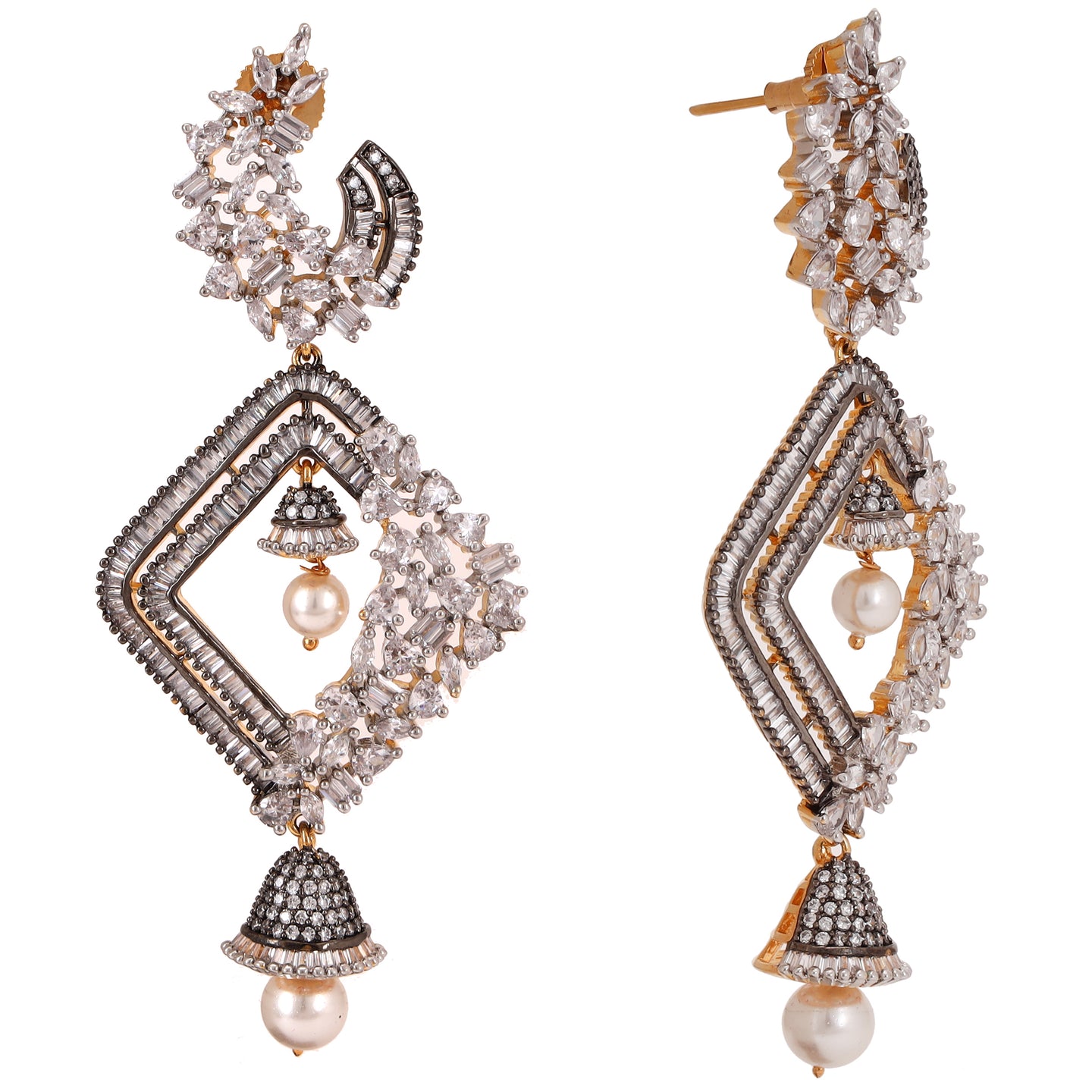 Party wear elegant Pear & CZ long Dangler - E12