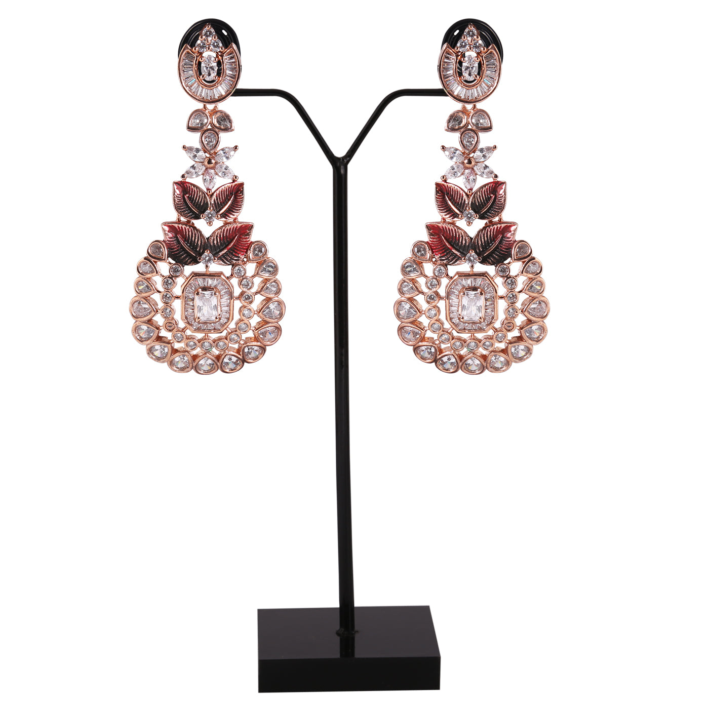 Rose Gold finish CZ earring - E19