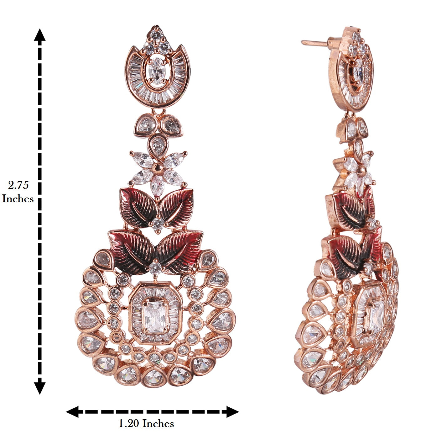 Rose Gold finish CZ earring - E19