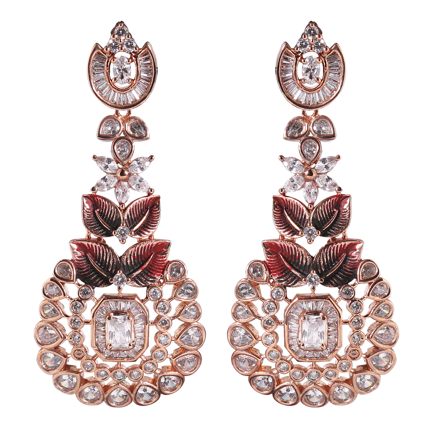 Rose Gold finish CZ earring - E19