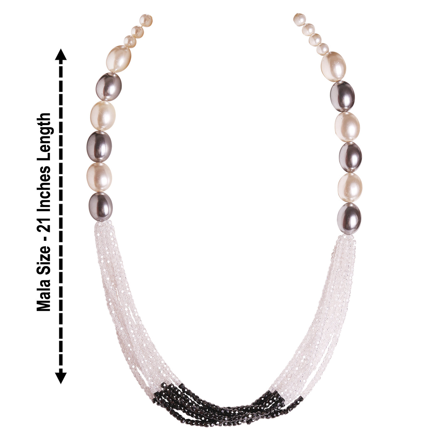 M0009 - Black & White Crystal Necklace with Shell Pearl