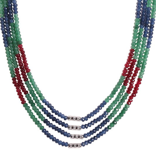 M0007 - Blue, Red, Green Multi Coloured Necklace