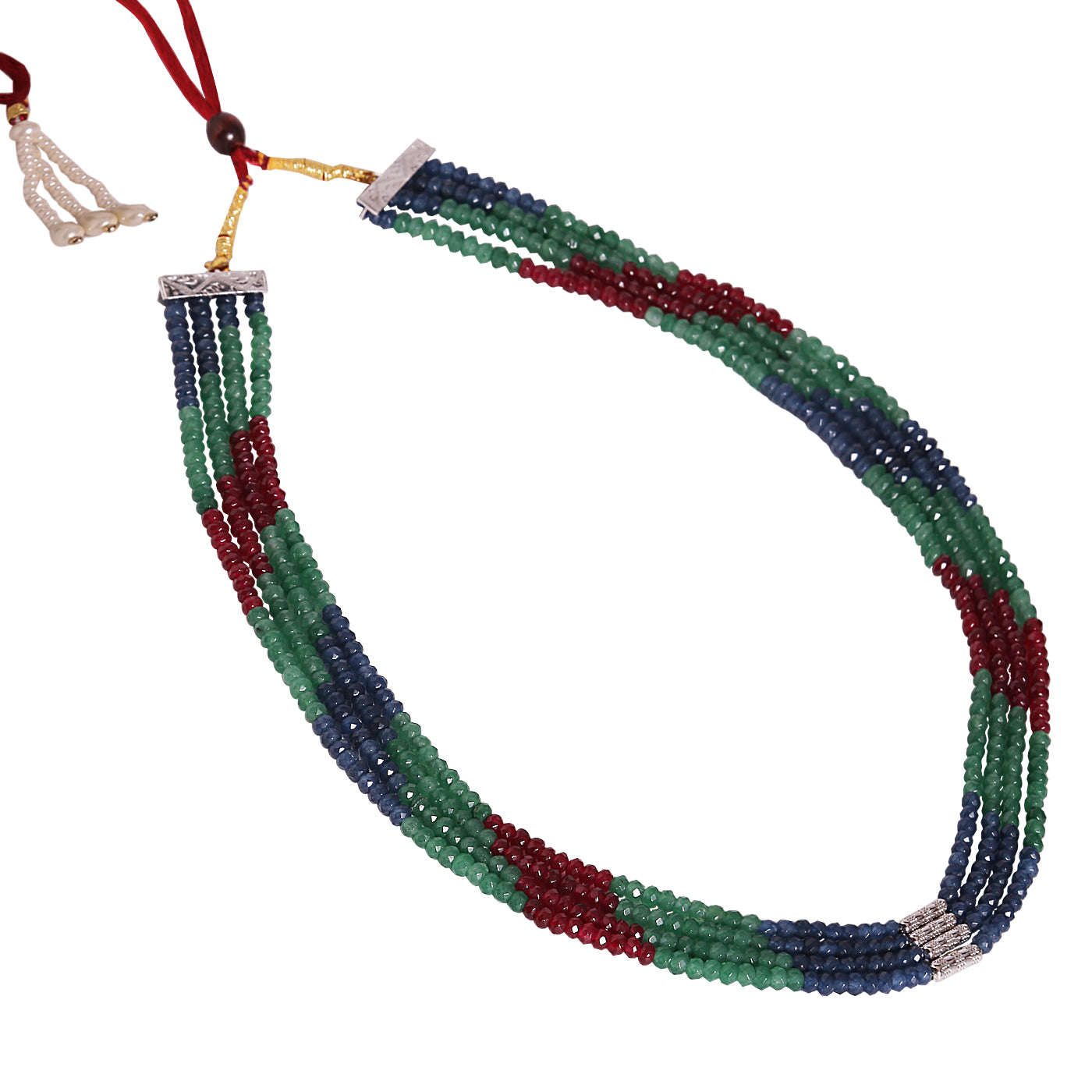 M0007 - Blue, Red, Green Multi Coloured Necklace