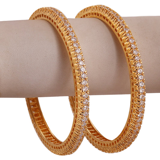 O - Gold Polish Cubic Zerconia Bangles