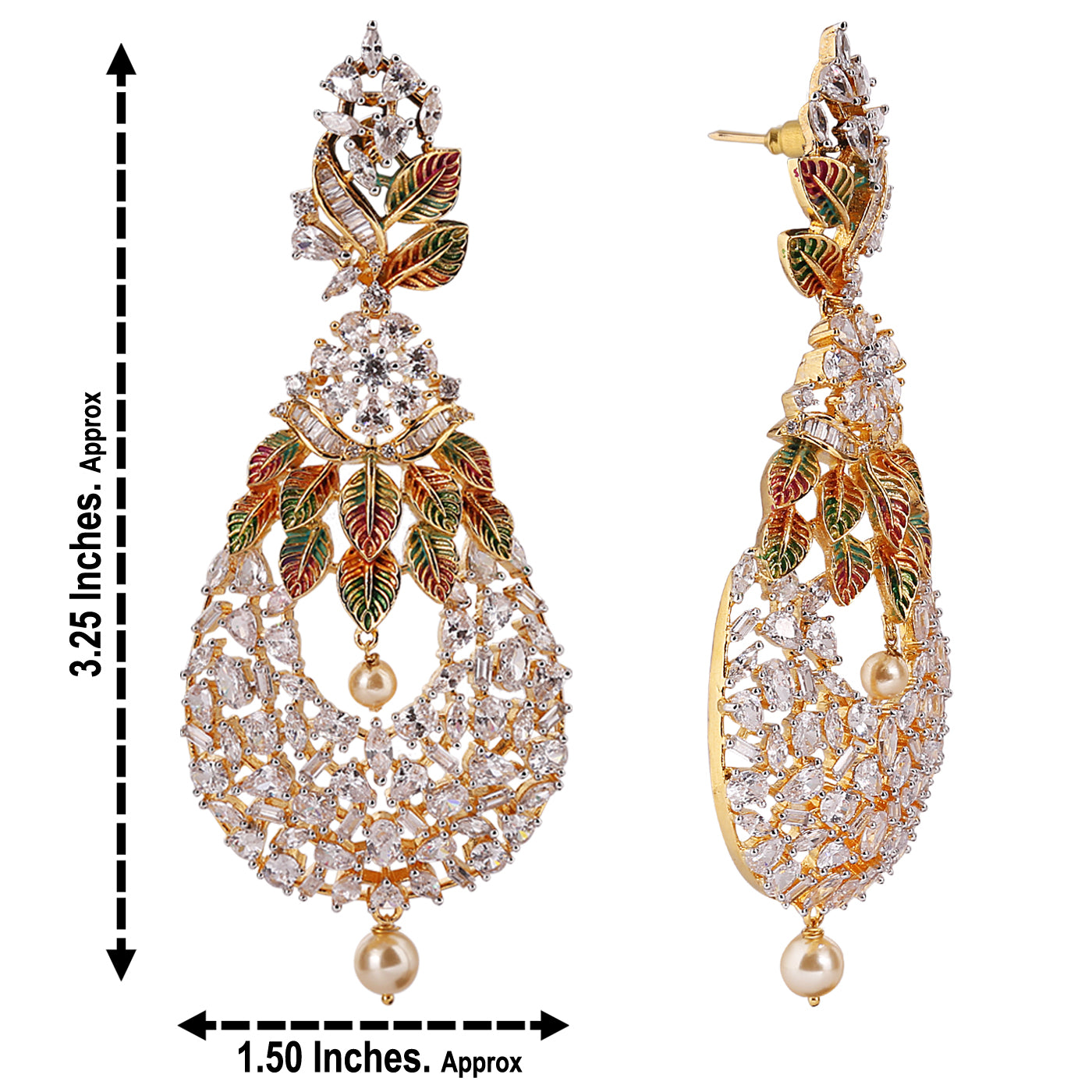 Uncut Shape CZ with Mina work Earring - E10