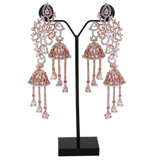 Party wear Rose gold CZ Zumkhi Earring - E004