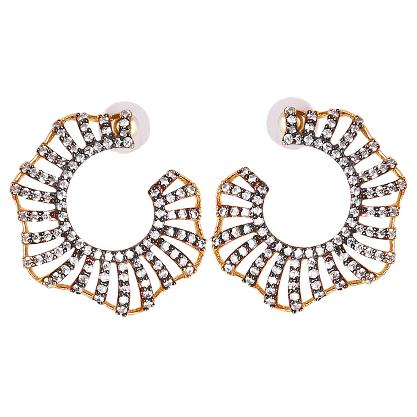 CZ Fancy Ear Tops with Gold tone - E54