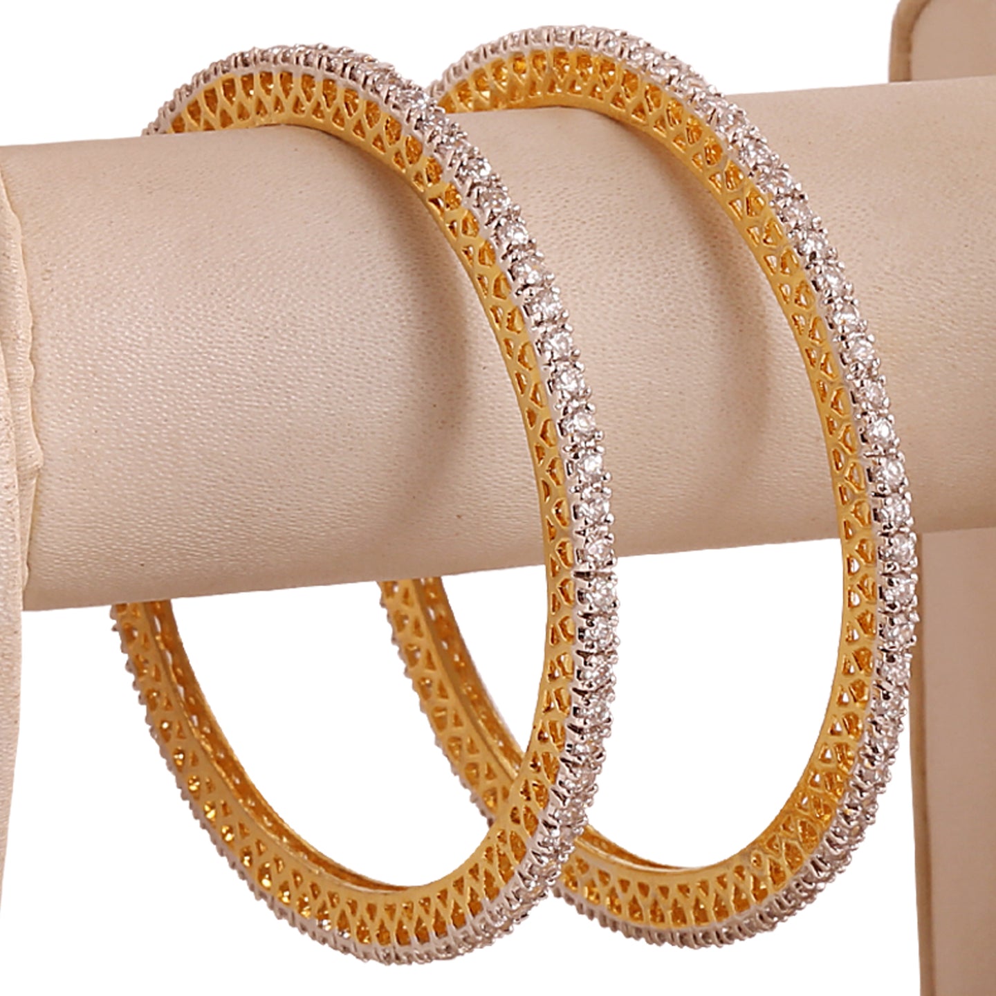 H - Gold tone CZ Bangles