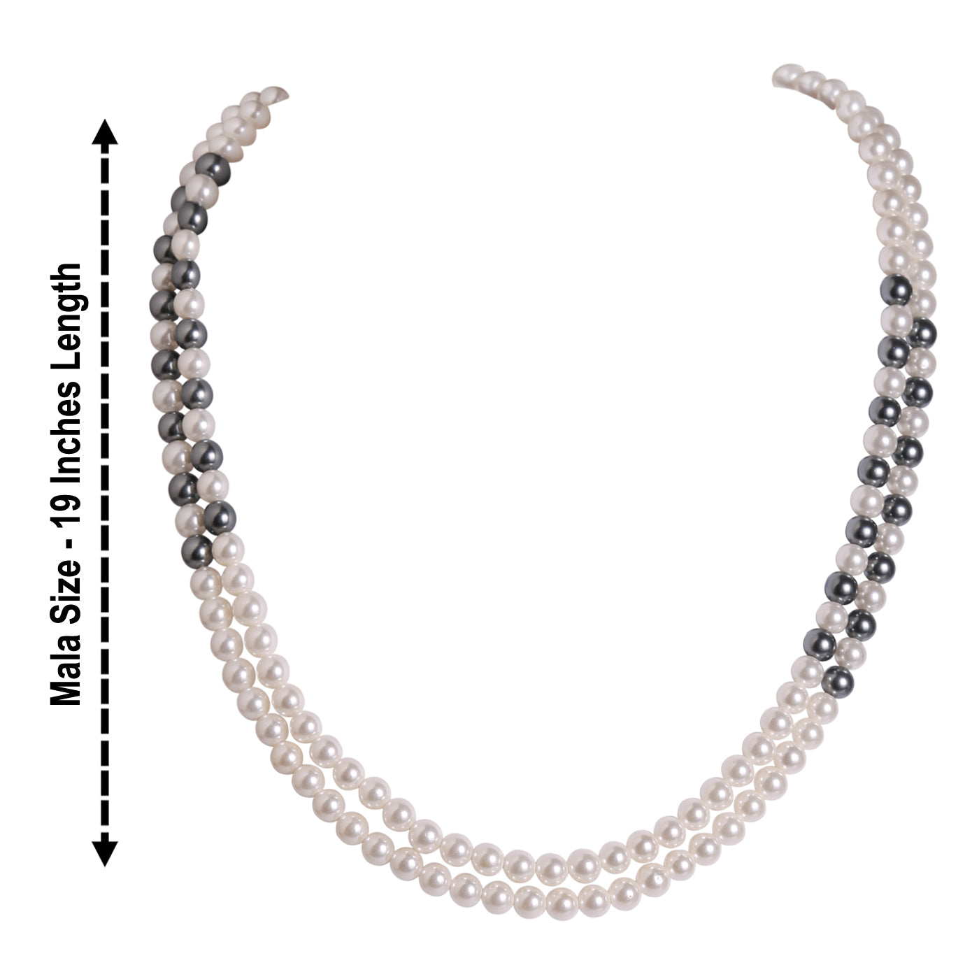 M0002 - White & Grey Black Shell Pearl 2 Line Necklace