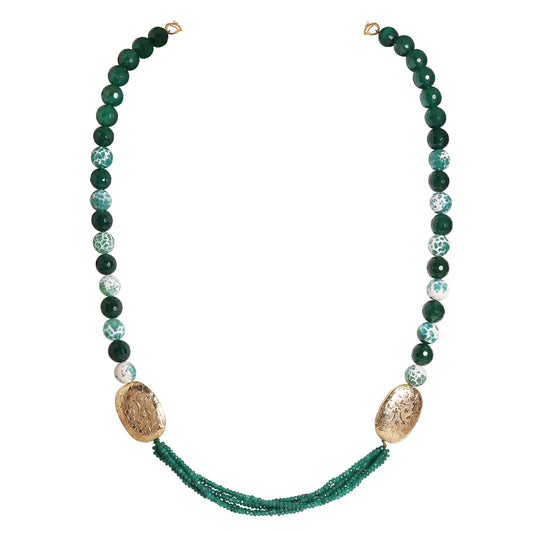 M0006 - Green Gold Fancy Beads Necklace