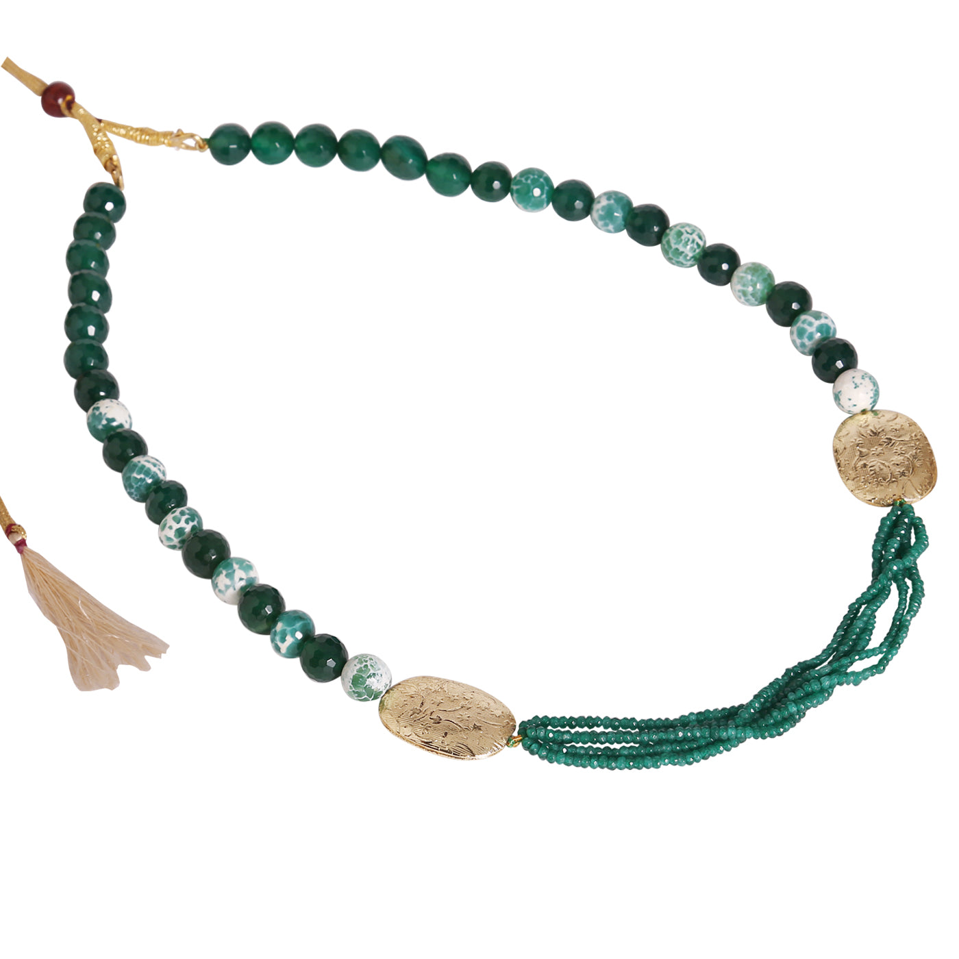 M0006 - Green Gold Fancy Beads Necklace