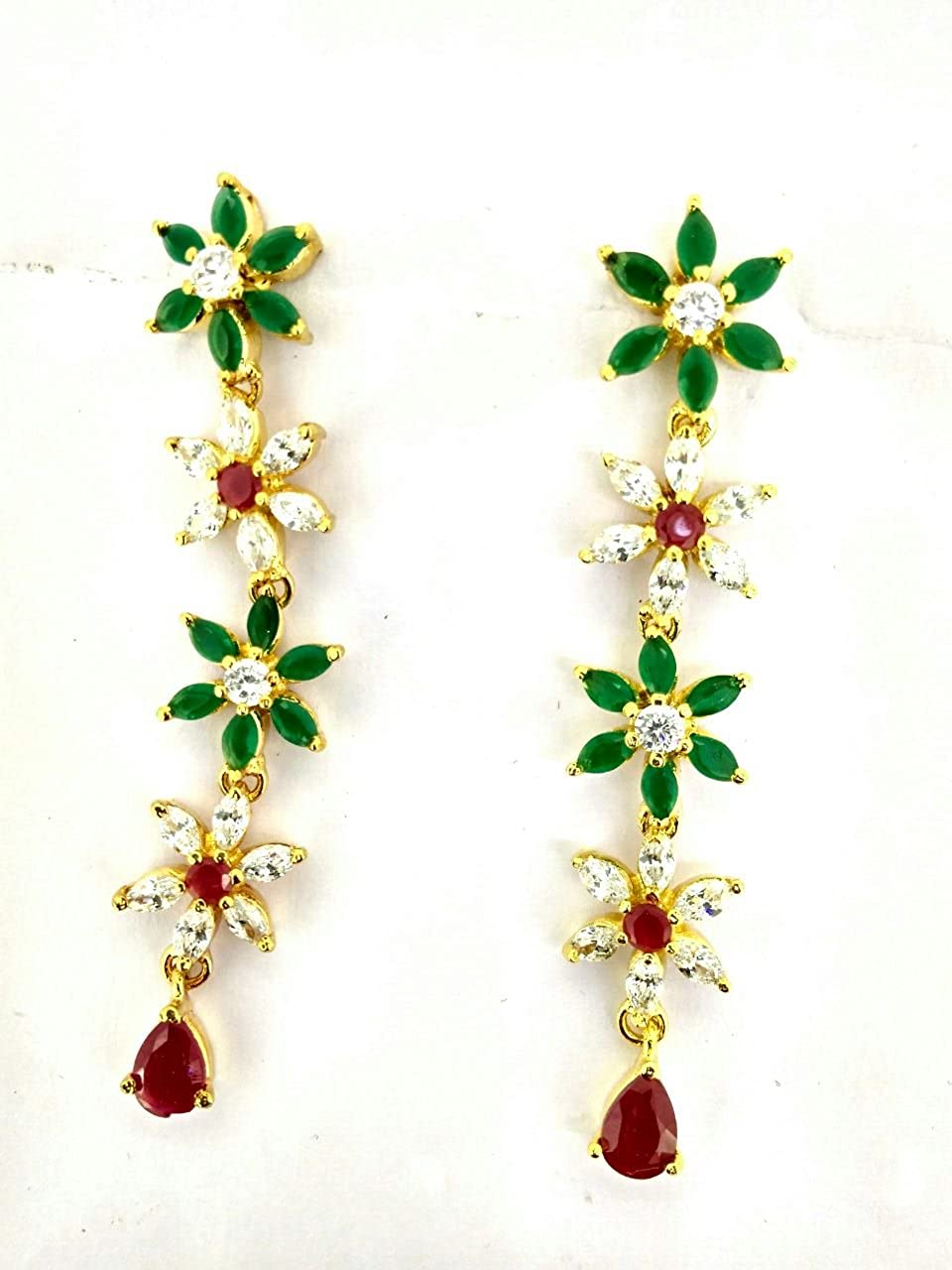 Slik Elegant Floral Red Green Earring - E0114