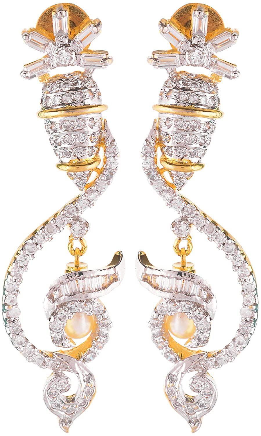 American Diamond with Pearl Smart Elegant Earring - E015 (white)