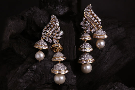 CZ with Pearl Small Zhumki Earrings - E24