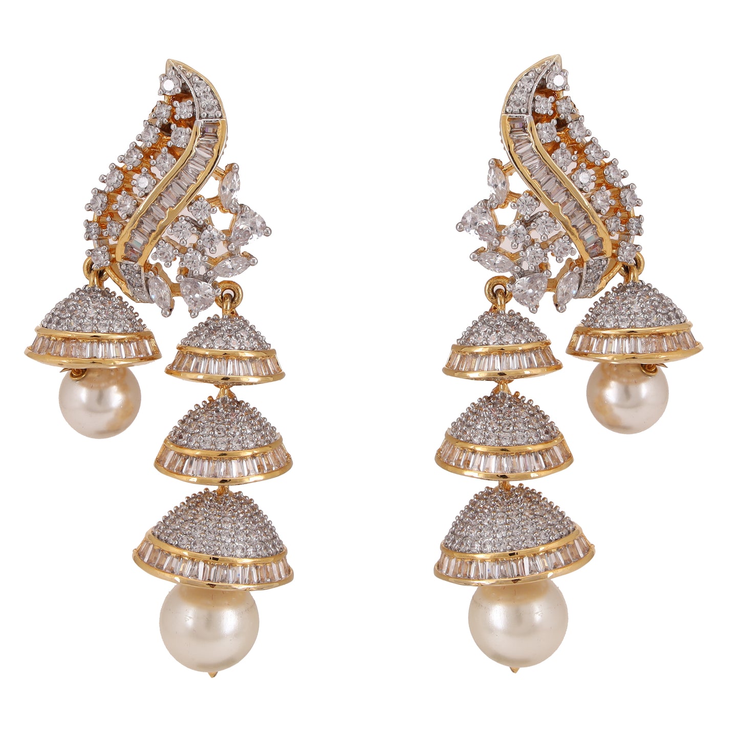 CZ with Pearl Small Zhumki Earrings - E24