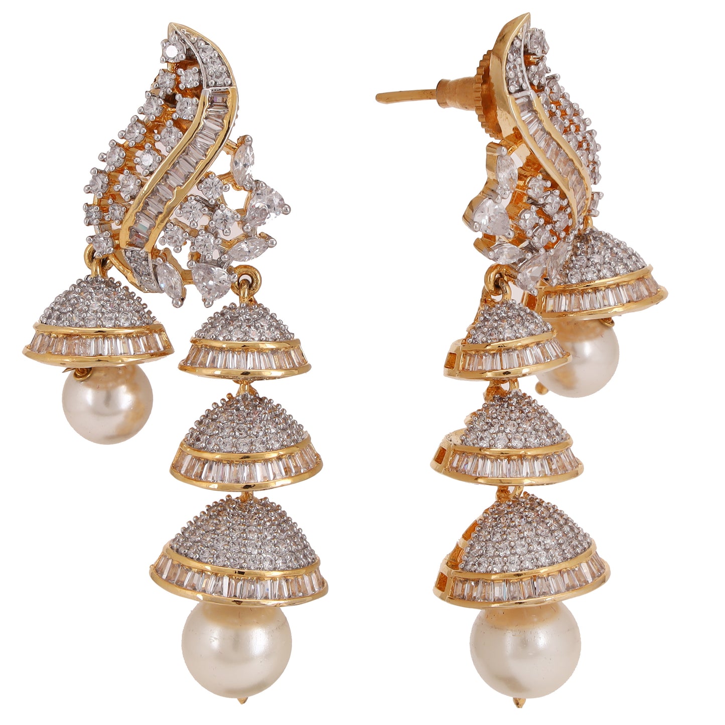 CZ with Pearl Small Zhumki Earrings - E24