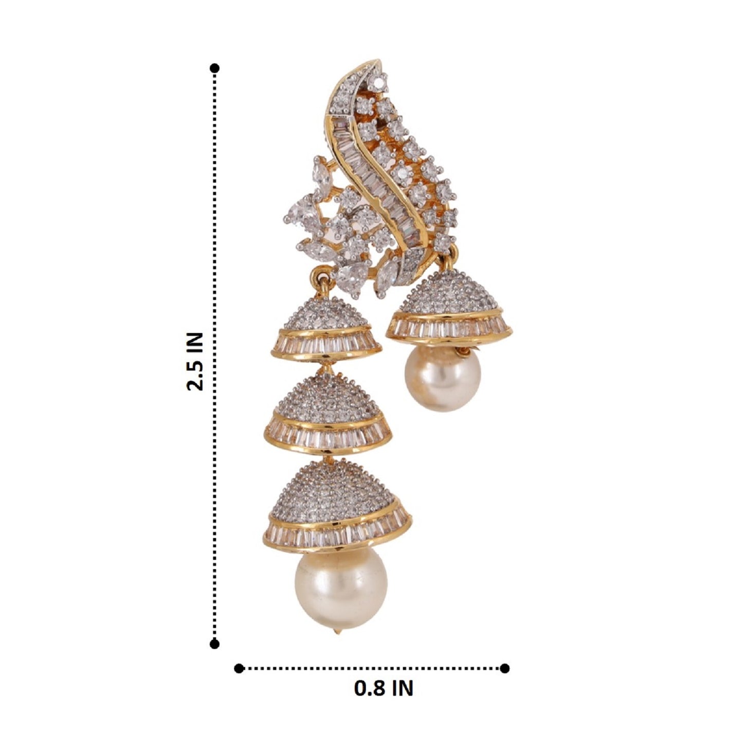 CZ with Pearl Small Zhumki Earrings - E24