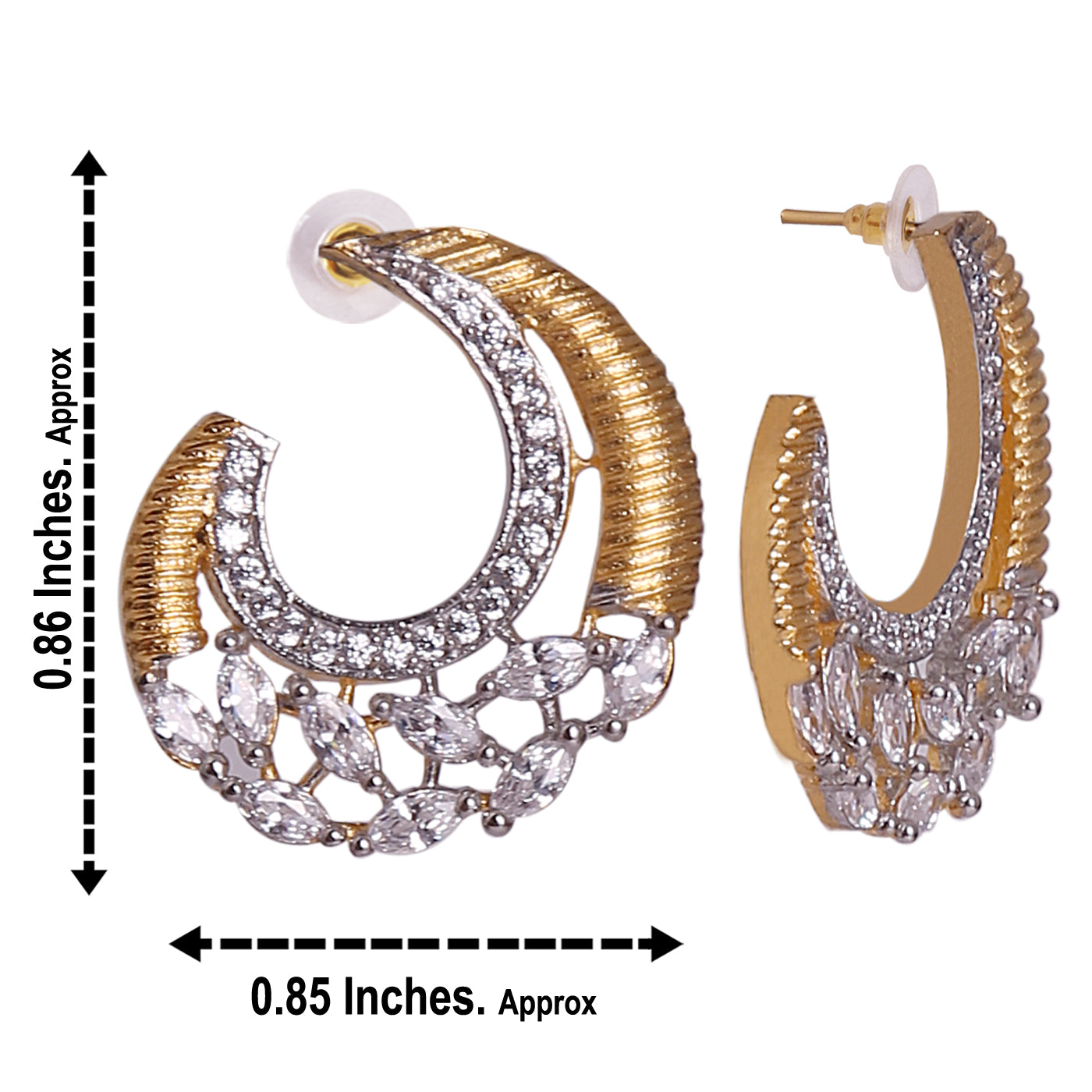 Uncut Shape CZ with gold tone Ear Tops - E55