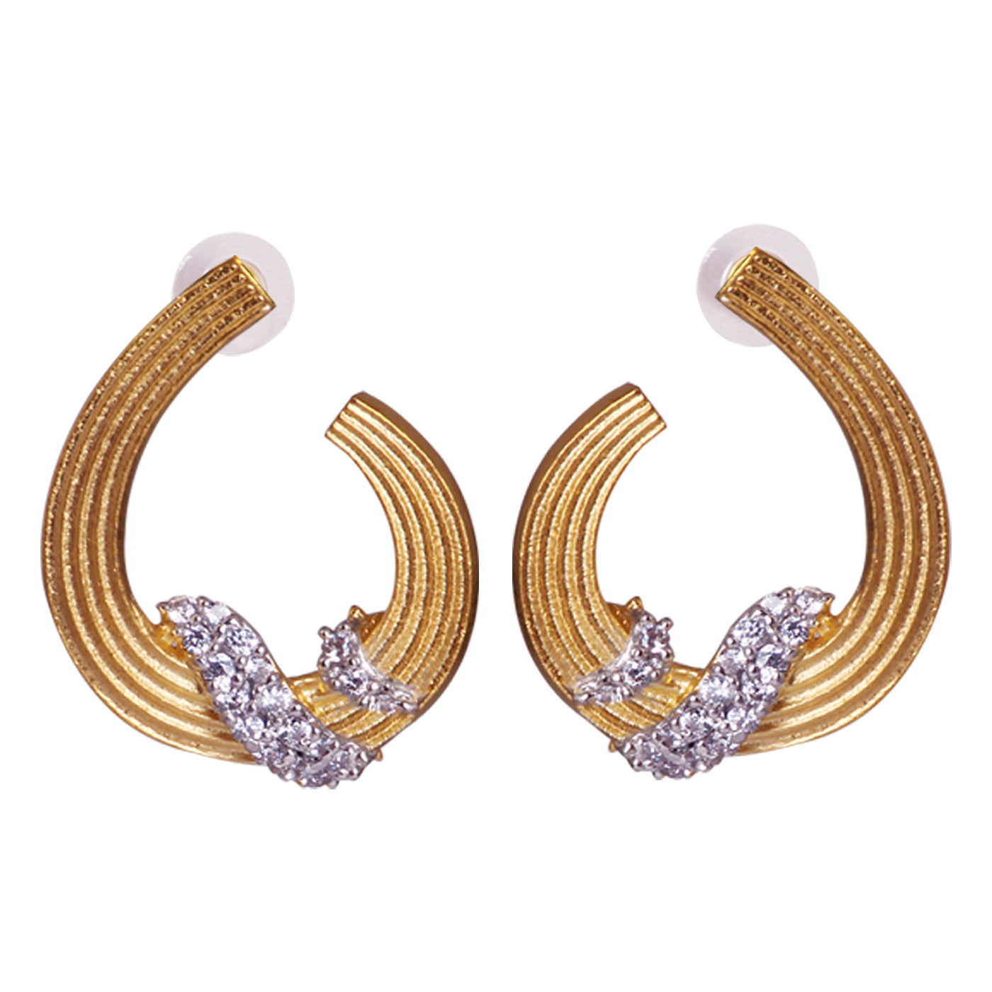 Fancy 18kt gold tone with CZ Ear Tops - E61