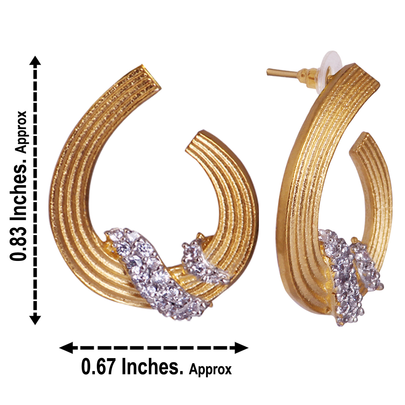 Fancy 18kt gold tone with CZ Ear Tops - E61