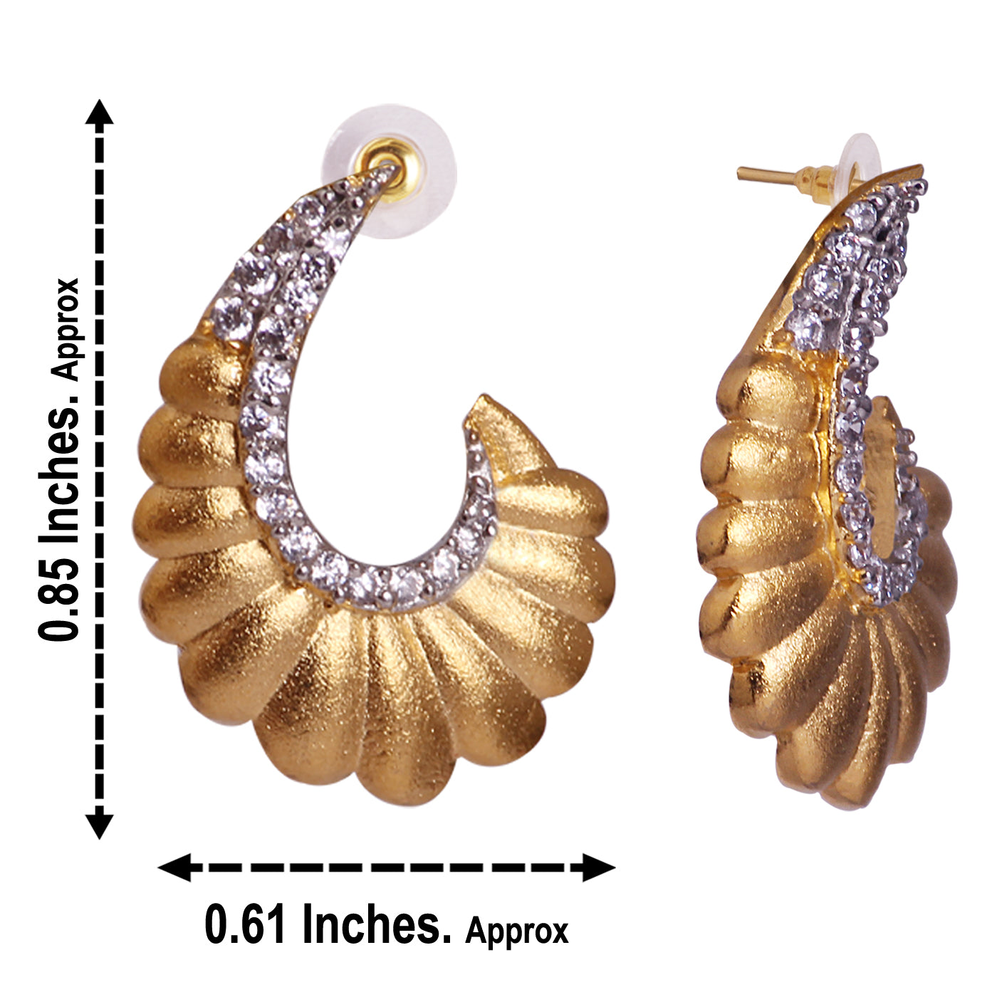 Elegant gold tone CZ Ear tops - E62