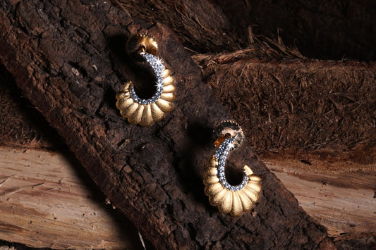 Elegant gold tone CZ Ear tops - E62