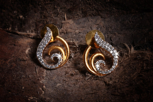 CZ with gold tone Party wear Ear tops - E59