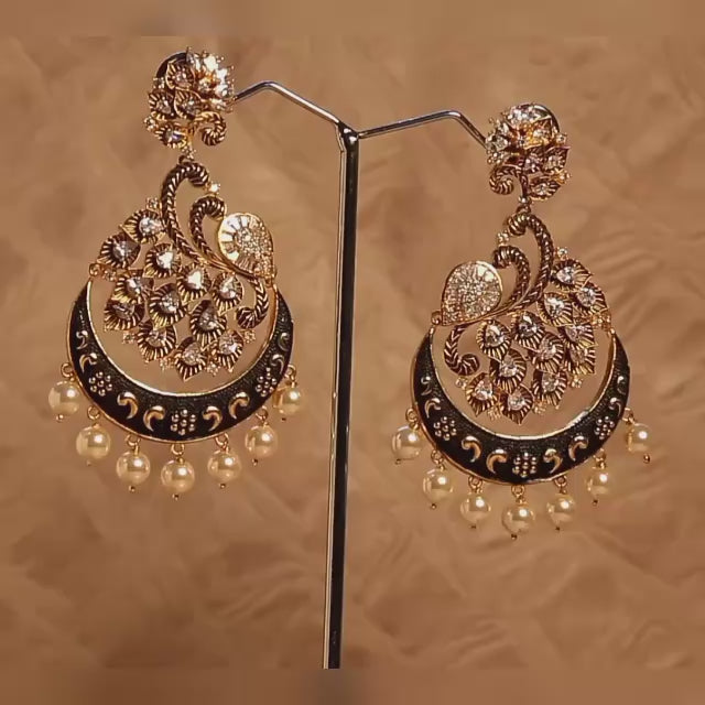 Black Mina American Diamond Earring - E34